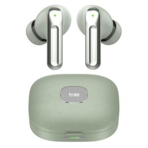 truke Mega 9 New Launch True Wireless in Ear Earbuds W/ 24-Bit Lossless Spatial Audio, 70H Battery Fast Charge Ear Buds, Leather Finish, 13mm Speakers TWS, 40ms Ultra Low Latency, 4Mics ENC