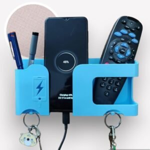 GEOCARTER Wall Mobile Stand | Multi-Purpose Mobile Stand for Wall | Remote Holder & Mobile | Phone Holder | Kitchen Organizer Rack Mounted | Useful Gadget-Blue