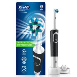 Oral-B Vitality Rechargeable Rotating Electric Toothbrush for Adults,2 Brushing Modes (Daily & Sensitive),2 Min Timer with Quadpacer,2 Year Warranty,IPX7 Water Resistant,Round Brush Head,(Black,1)