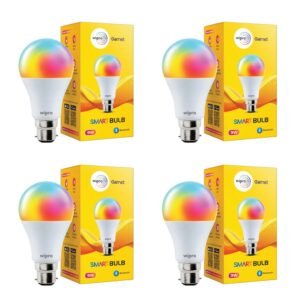 wipro 9W Bluetooth Enabled Smart Bulb B22 | 16 million Colours | White Tunable (Warm, Neutral & Cool White) | Dimmable | App-Control | Music Sync | Schedule & Scenes | Pack of 4