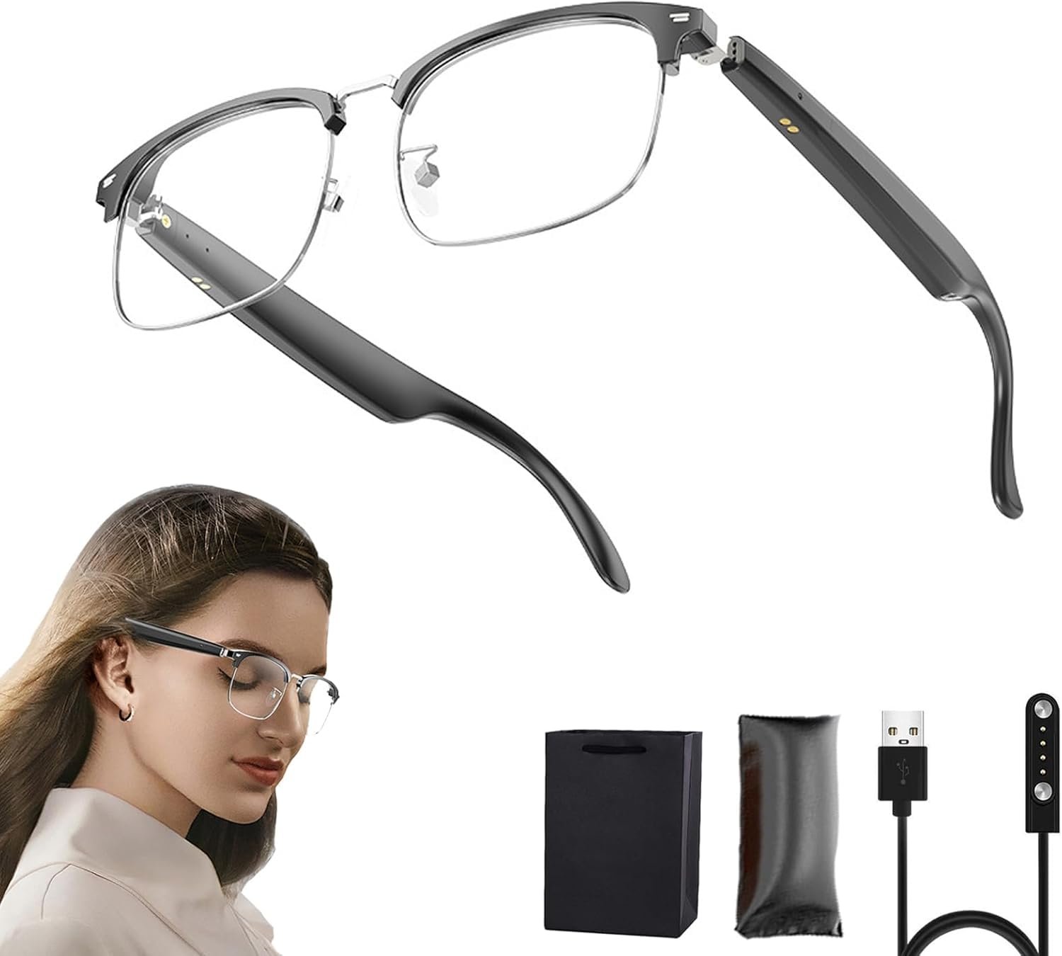 DEVIANT AI Smart Glasses with Translator | 138 Languages | Music & Calling | Bluetooth 5.3 | Open-Ear Audio |Magnetic Charging for Travel, Meetings and Language Learning Tool