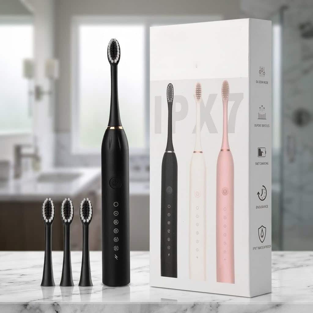 Sonic Electric Toothbrush for Adults & Kids | 5 Cleaning Modes | 34000 Strokes/Min | USB Rechargeable | 4 Brush Heads | Waterproof IPX7 | Deep Cleaning Electric Tooth Brush, 1Pc (Multicolor)
