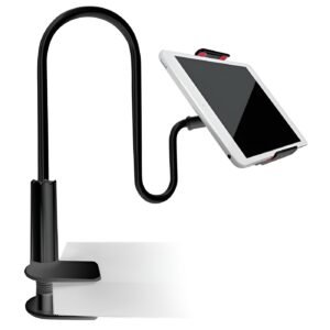 LikeStar® Universal Flexible Long Arm Metal Lazy Mobile Holder Stand for Desk, Bed, and Table – 360° Adjustable Clip Mount Compatible with All Smartphones – Strong Grip & Durable Design (Black)