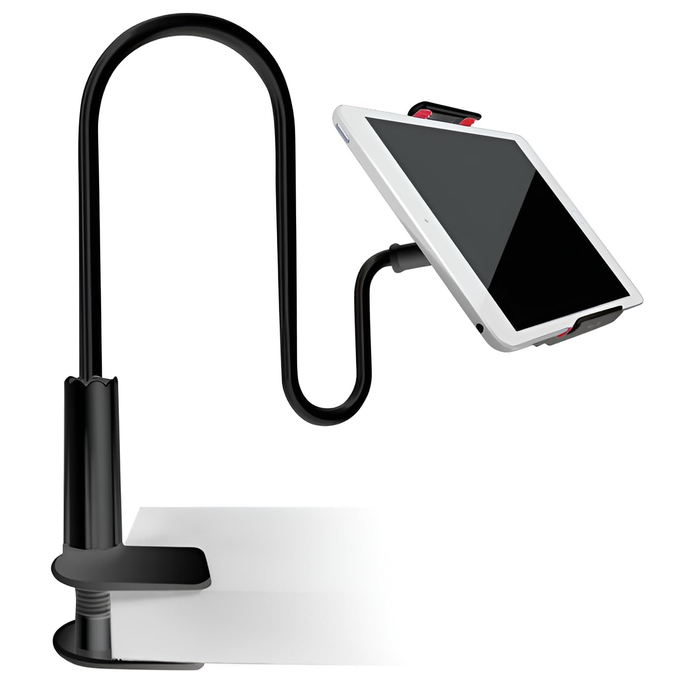 LikeStar® Universal Flexible Long Arm Metal Lazy Mobile Holder Stand for Desk, Bed, and Table – 360° Adjustable Clip Mount Compatible with All Smartphones – Strong Grip & Durable Design (Black)