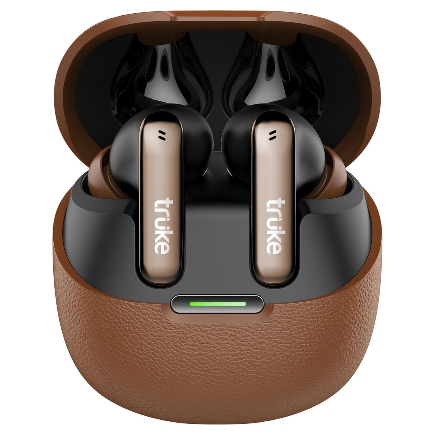 truke New Launch Mega 7 True Wireless in-Ear Earbuds w/ 24-Bit 360 Spatial Audio, 60H Playtime & Fast Charging Buds, Dual Pairing, 40ms Low Latency TWS, 4-Mic ENC, Made in India-(Coffee Brown)