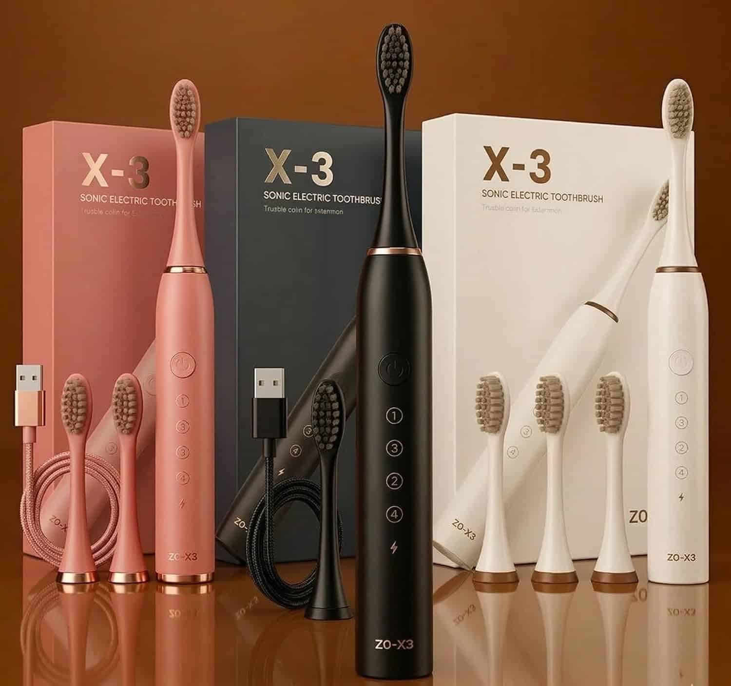 Cosmic Lite Sonic Rechargeable Toothbrush with 6 Modes, 3 Brush Heads, 1 Interdental Head, Rechargeable, Toothbrush – Pack of 1 (Black, White, Pink) Random Color