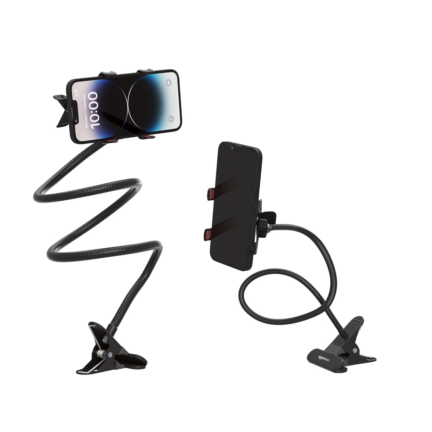 Amazon Basics Tabletop Stand for Mobile, Tablet and E-Reader, Clip Mount, Multi-Angle, Foldable, Lazy Bracket, Universal Compatibility