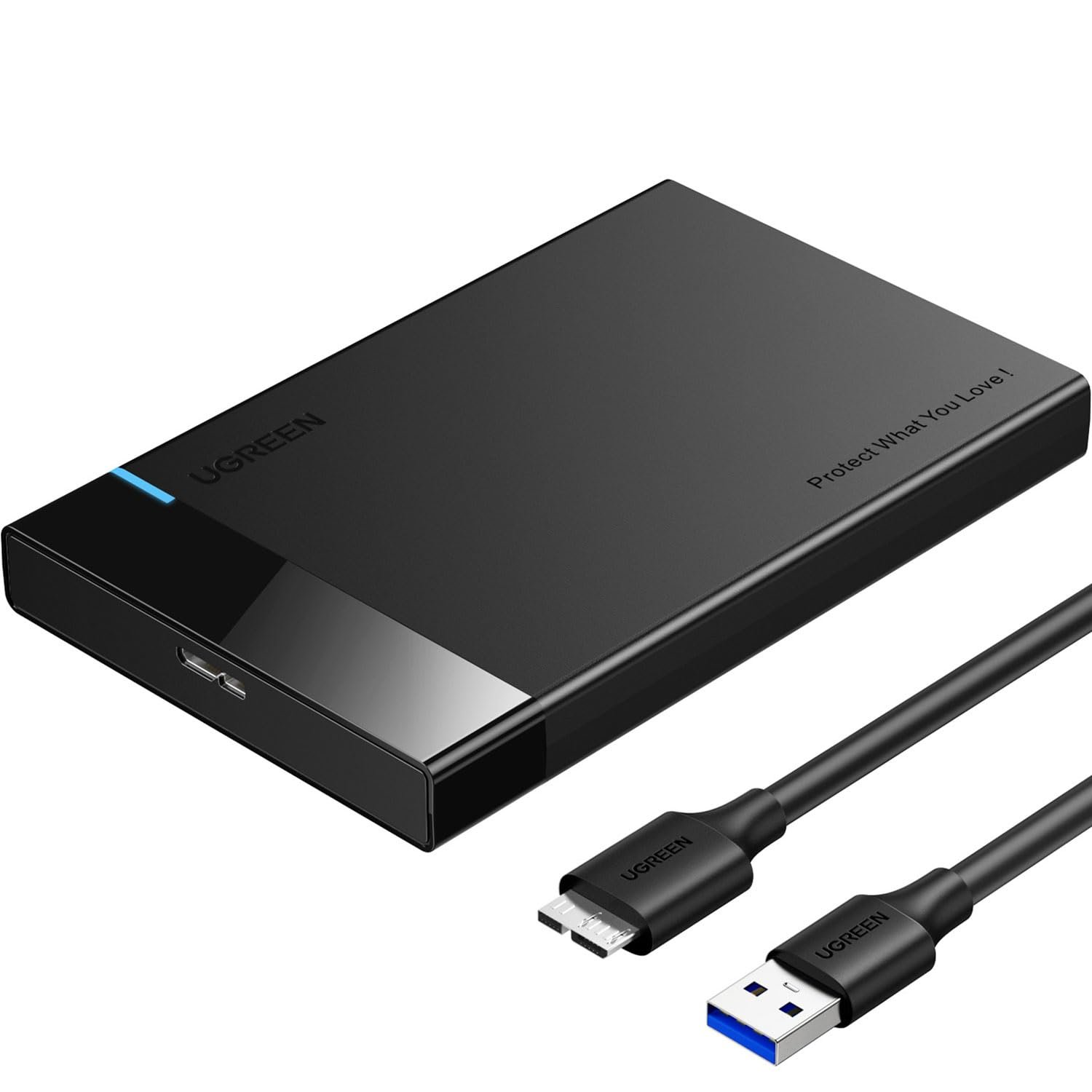 UGREEN 2.5″ Hard Drive Enclosure, USB 3.0 to SATA III II I HDD/SSD | UASP High Speed, S.M.A.R.T., TRIM, Tool-Free, Up to 6TB, Compatible with Windows/Mac/Linux (SSD/HDD Not Included)