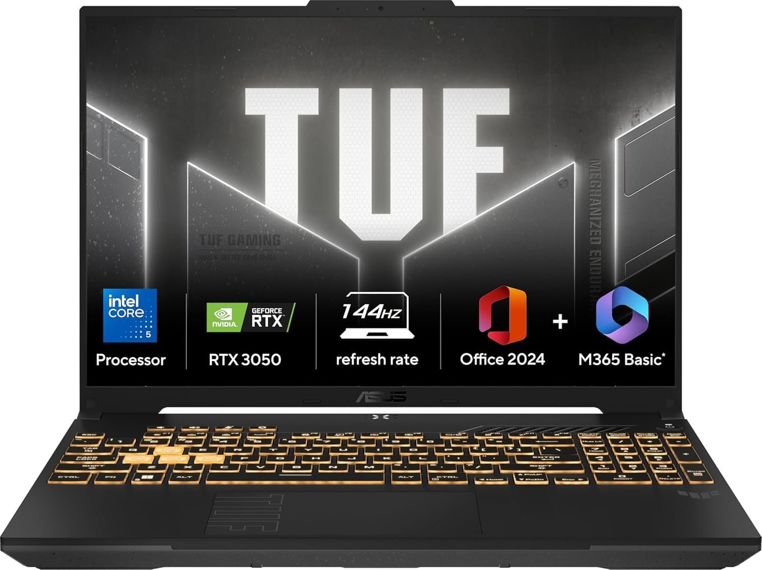 ASUS TUF Gaming F16,Intel Core 5 Processor 210H,14thGen Gaming Laptop(RTX 3050-6GB/65WTGP/16GB/512GB/FHD+/16″/144Hz/Windows 11/M365 Basic(1Year)*/Office 2024/Mecha Gray/2.20 Kg) FX607VJB-RL179WS