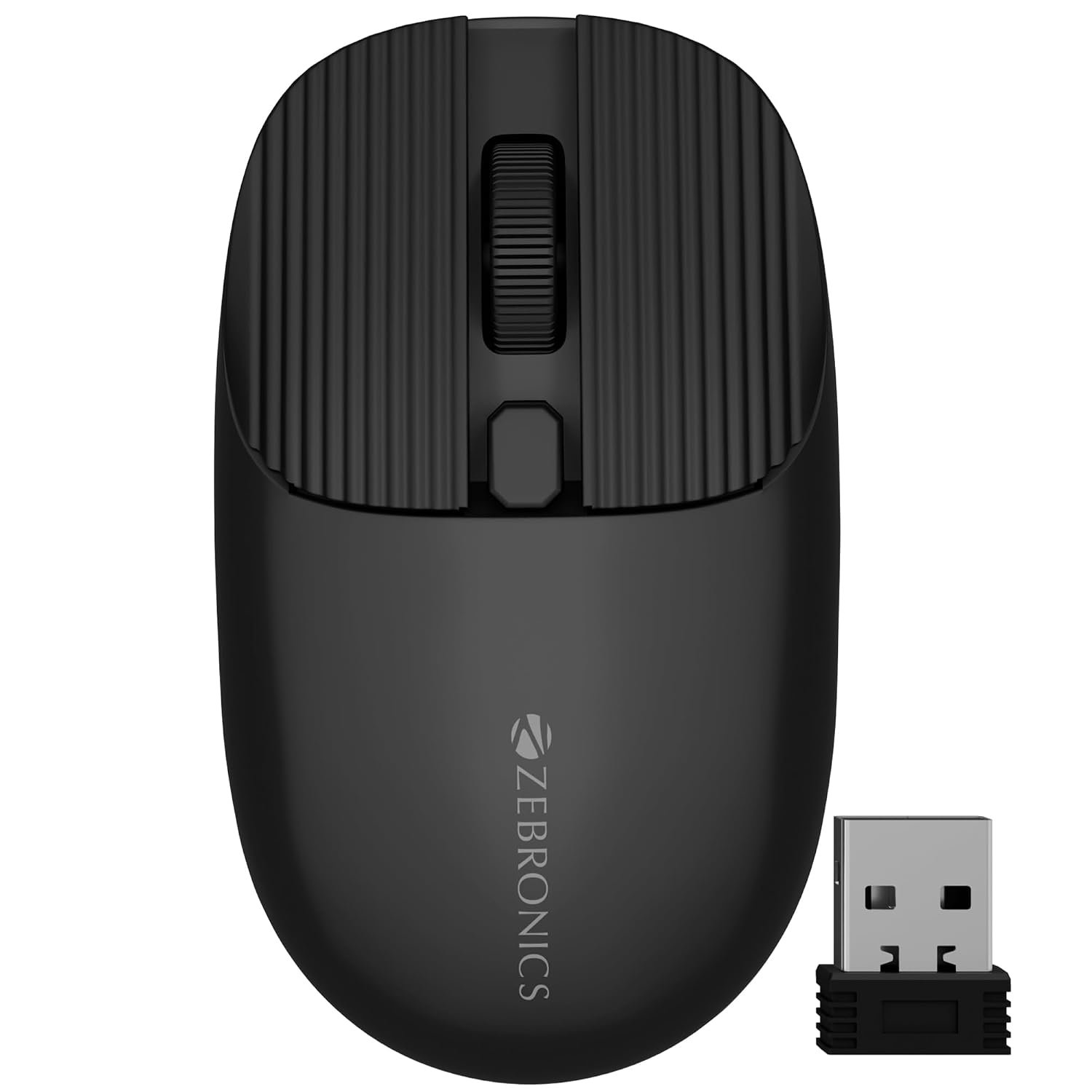 Zebronics Freego Pro Wireless Mouse, 2.4GHz, Up to 1600 DPI, 3-Level DPI Switch, 4 Buttons, USB Nano Receiver, High Precision, Power Saving Mode, Ergonomic Design, Multi-Surface Support (Black)