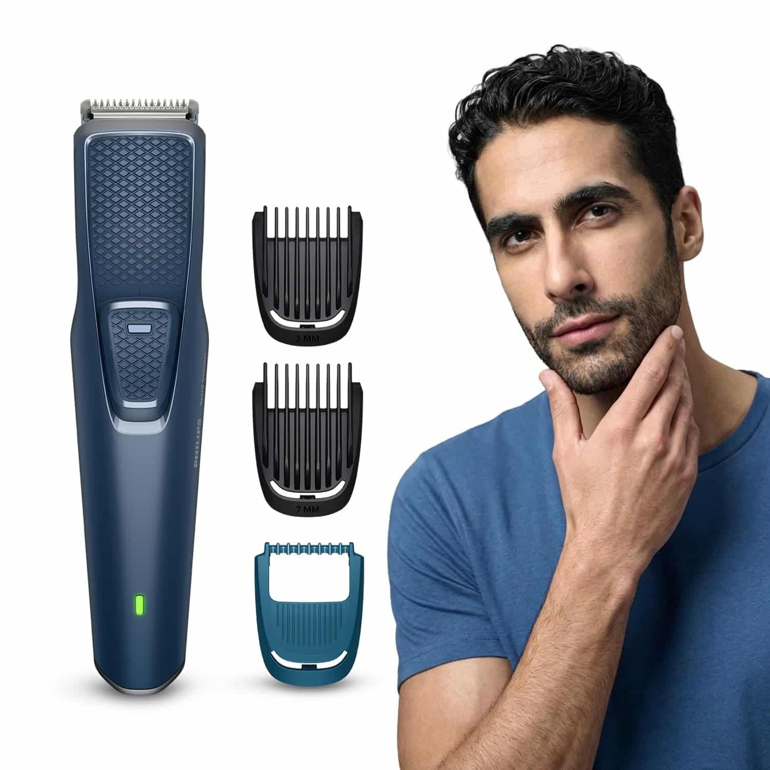 Philips India’s No.1 Men’s Trimmer* | Skin Safe Beard Trimmer for Men | Durapower tech | Self Sharpening Blades | Skin Protect Comb | 30 min runtime USB charging | No oil needed | 2yr warranty |BT1244