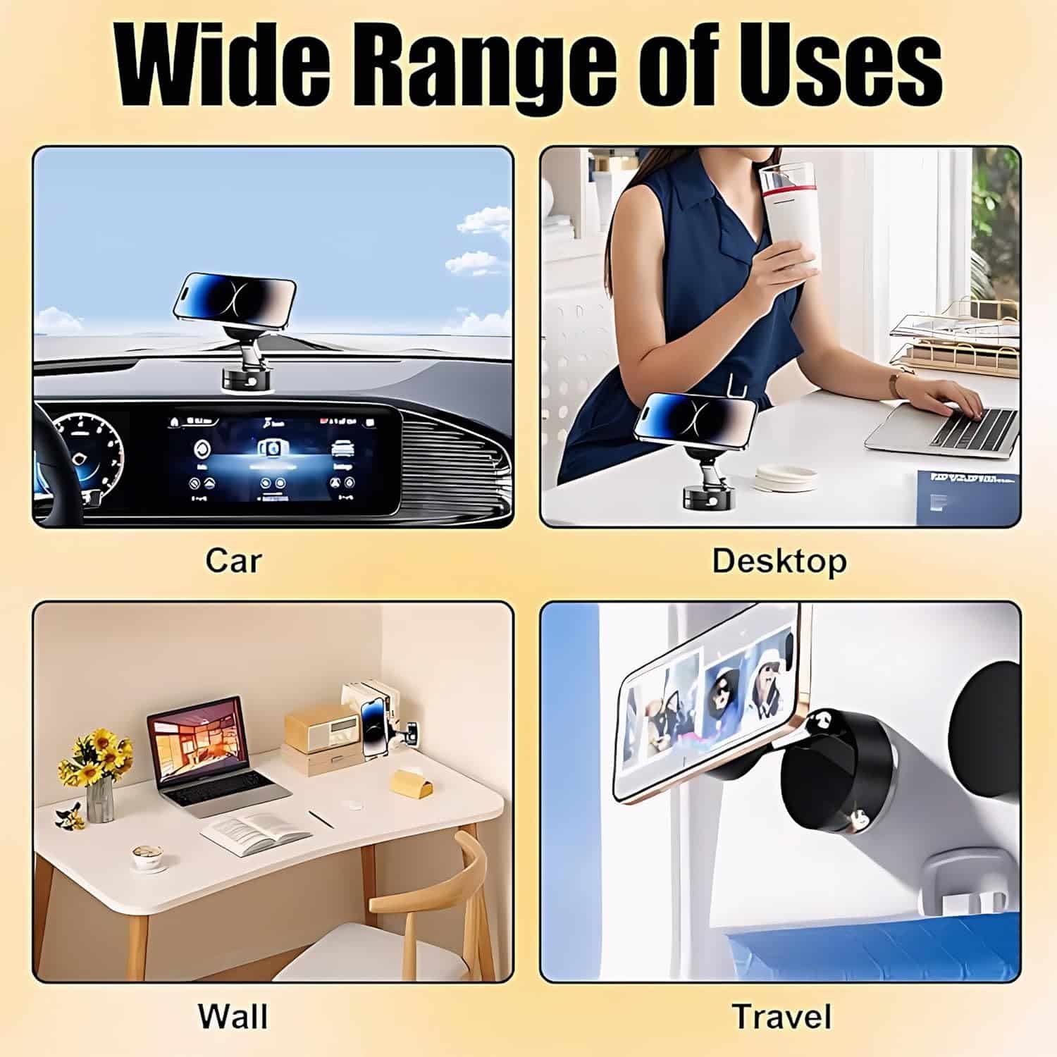 2026 New Vacuum Magnetic Suction Phone Holder, Magnetic Suction Phone Mount, Foldable and Retractable Double-Sided Phone Holder, Adjustable Strong Car Mount (Black)