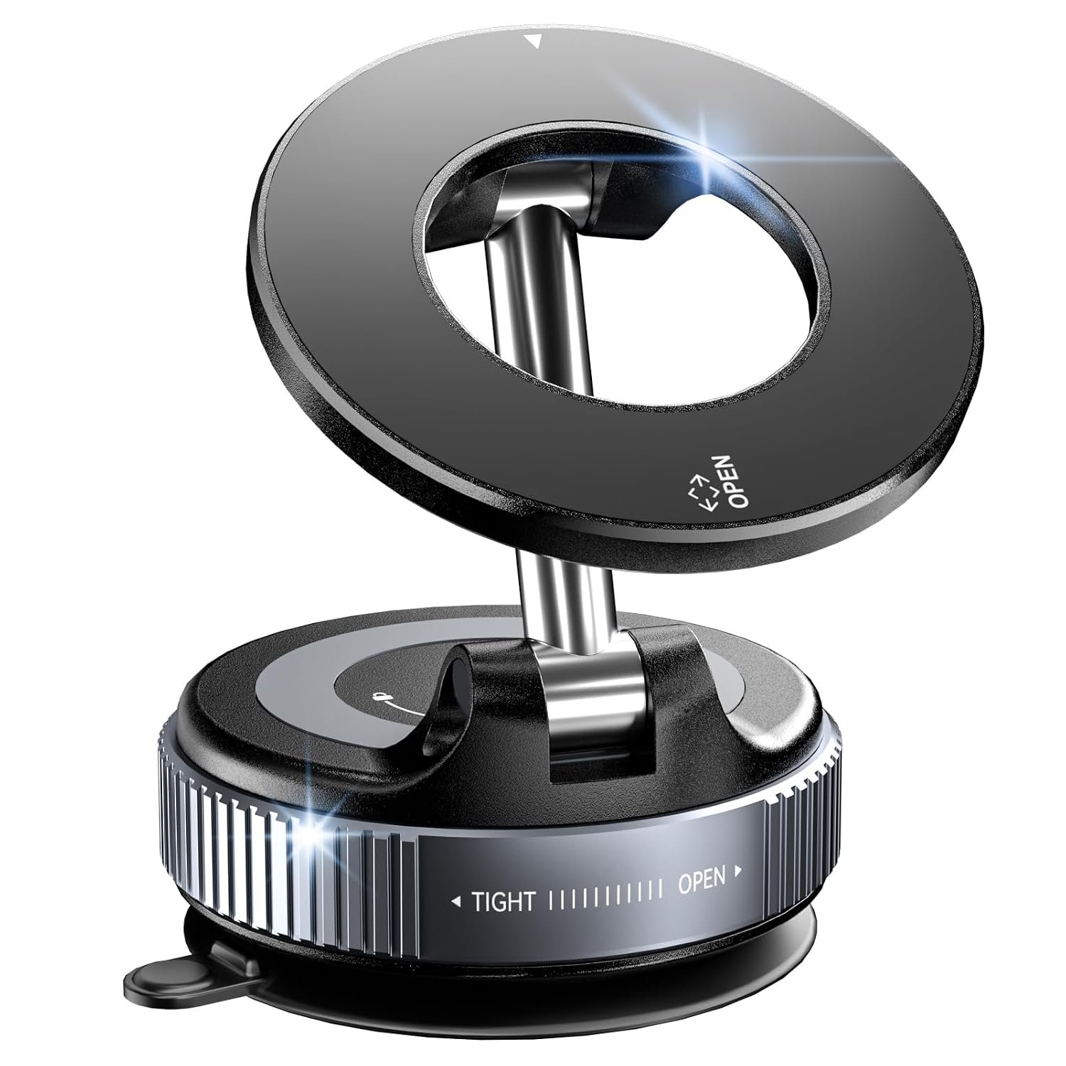 CloudValley Magnetic Car Phone Mount, Compatible with MagSafe | 360° Adjustable Foldable Holder for Dashboard, 80LBS Suction & 2800gf Magnet, Car Accessories for iPhone 17 16 15 14, Black
