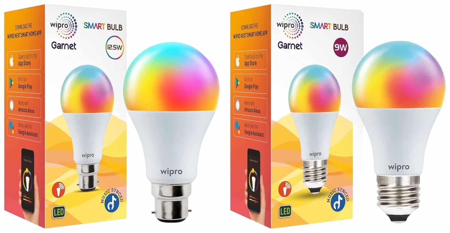 wipro 9-Watt E27 WiFi Smart LED Bulb with Music Sync (16 Million Colours + Warm White/Neutral White/