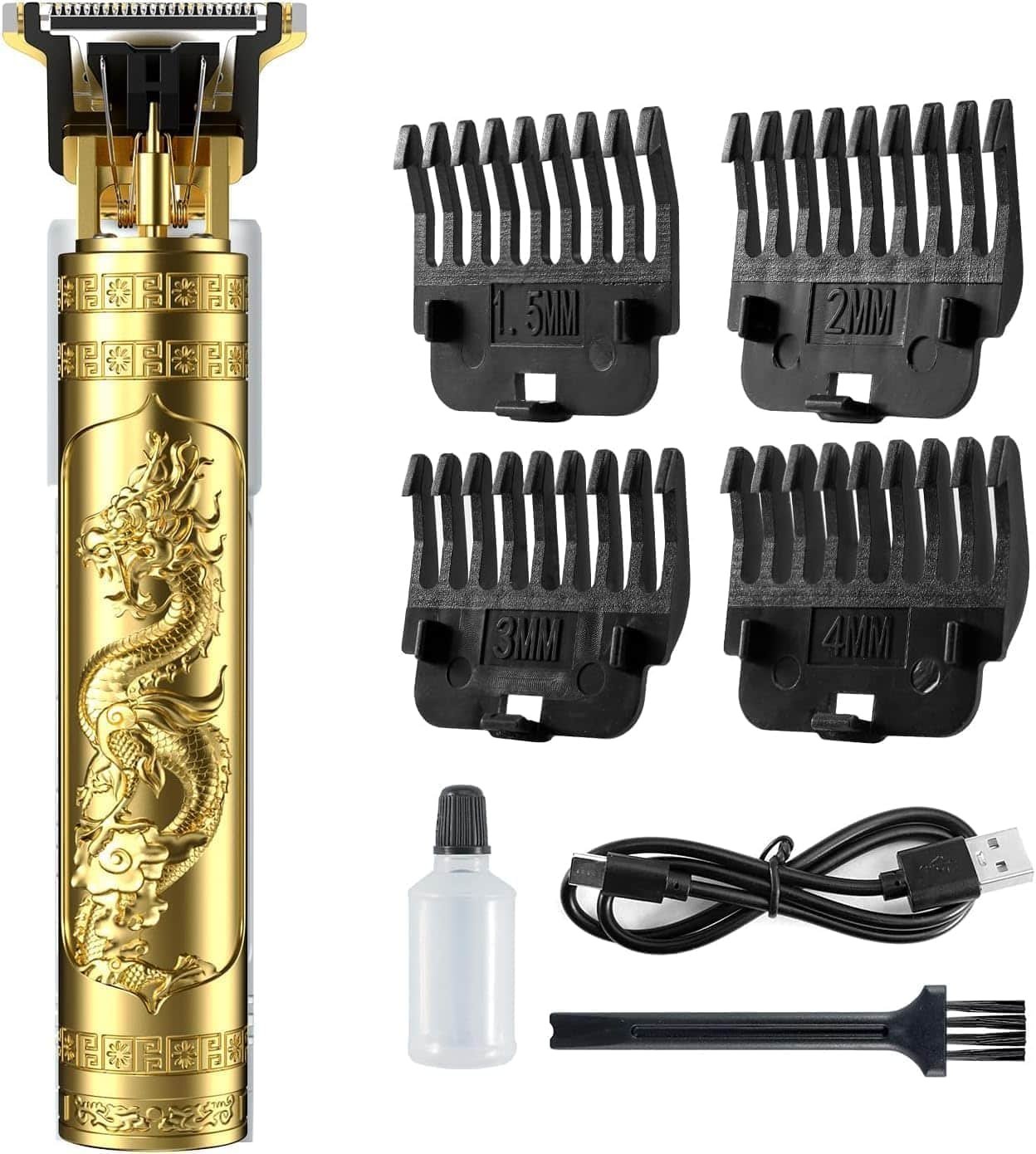Hair Trimmer For Men –Light Weight, Cordless,4 Guide Combs, USB Rechargeable, Zero Gap Beard, Mustach & Hair Clipper with Guide Combs & Brush