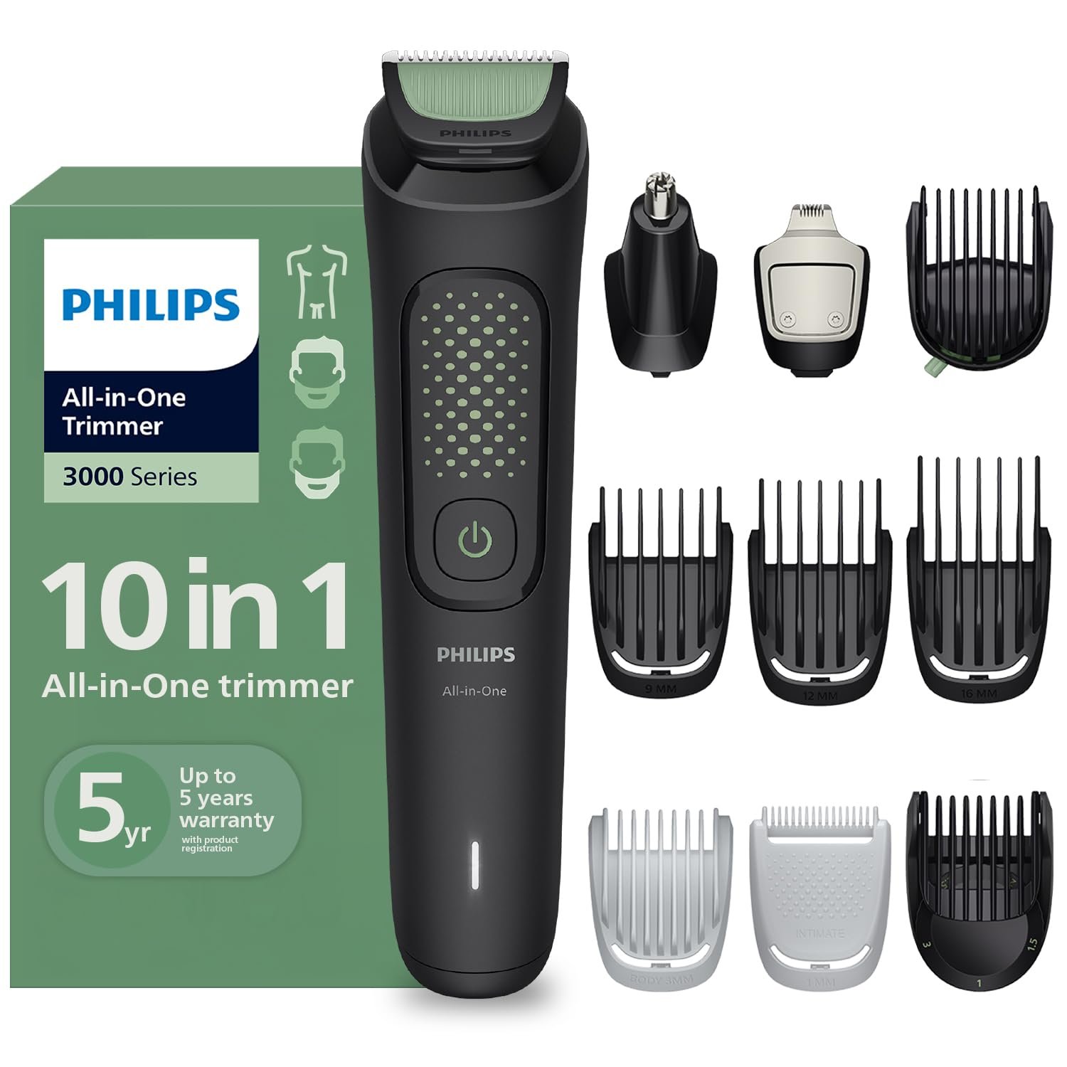 Philips India’s No.1 Men’s Trimmer* | Long-lasting Performance | All-in-One Grooming Kit- Face, Hair, Body, Private Parts | Ear/Nose, Detail trimmer attachment | 90min runtime | 5yr warranty* | MG3941