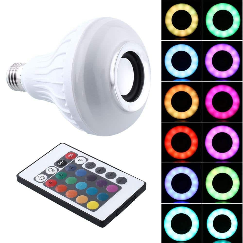 Generic 2016 Hot Sale Wireless 12W E27 Bluetooth Remote Control Mini Smart LED Audio Speaker RGB Color Warm White Bulb Music Lamp