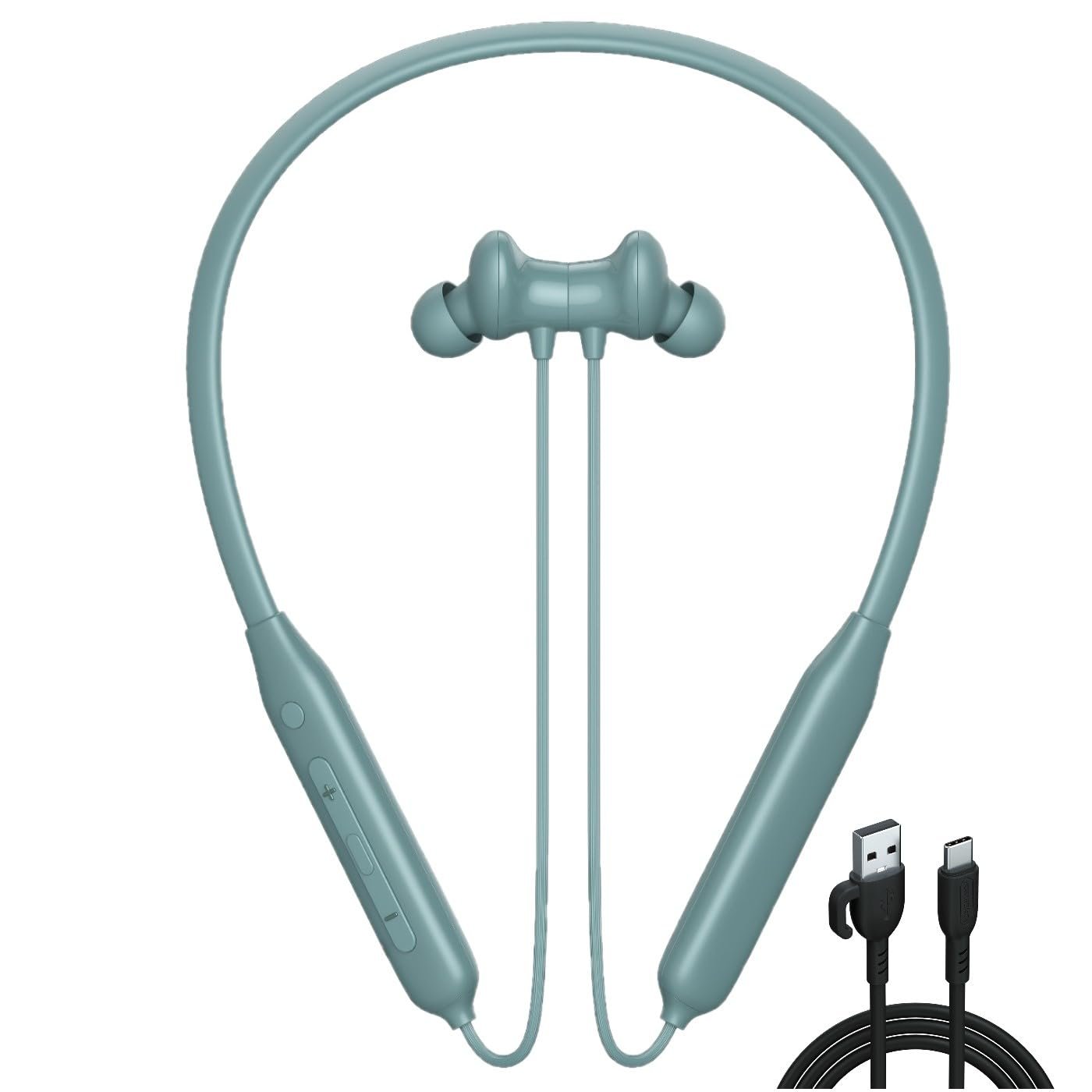 Bluetooth Neckband Wireless Earphones with Magnetic Earbuds, Sweat-Resistant, All-Day Battery Life (Green)