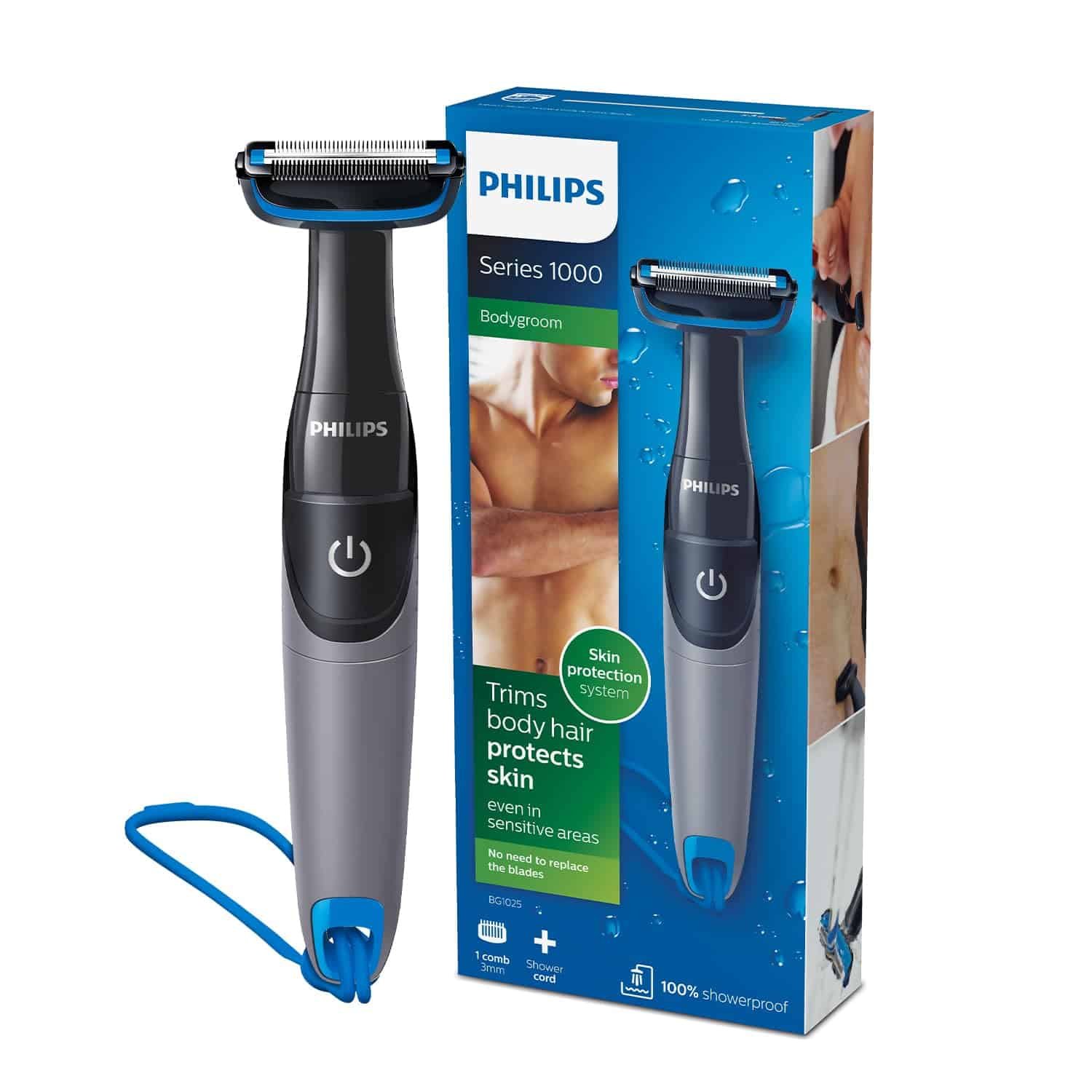 Philips Showerproof Body & Balls Trimmer for Men Private Parts | Bi-directional Trimming| Skin Safe Intimate Grooming | Skin Protection System | 2yrs Warranty | India’s #1 Men’s Trimmer* | BG1025