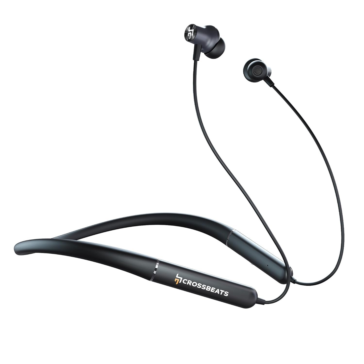 CrossBeats Shuffl AI ANC Neckband Bluetooth Headphones Dual Device Pairing | AI ENC mic | 120Hrs Playback| | Type-c Wireless Ear Buds|40ms Low Latency Gaming Mode in Ear Earphones | BT v5.4 (Black)