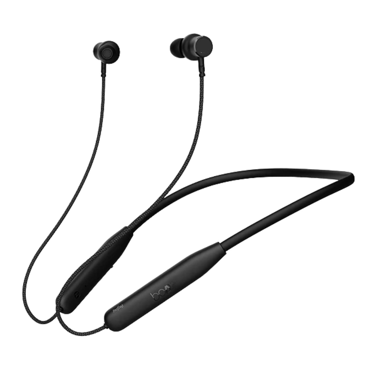 boA Bluetooth Neckband Earphones with Deep Bass, Fast Charging Support, Ergonomic Neckband Fit, HD Calling Mic, Comfort Fit All Day for Office Calls Daily Use, Compatible with Android and iOS Devices