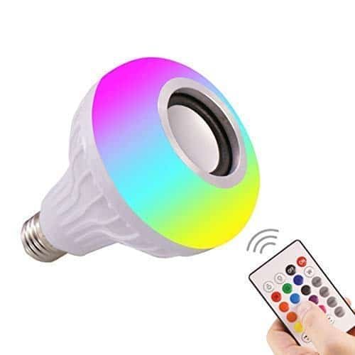 LED Light Bulb, Smart 12W B22 LED Bluetooth 3.0 Speaker Music Bulb RGB Change with 24 Key Remote Controller for Home, Bedroom, Living Room, Party Decoration MultiColoure