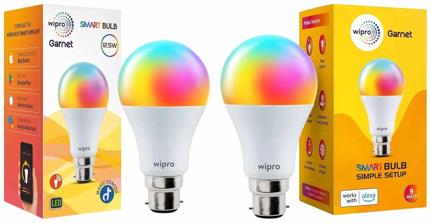 wipro Garnet Simple Setup 9W Led Smart Bulb | Simple Setup With Amazon Alexa | Dynamic Colours, Whit