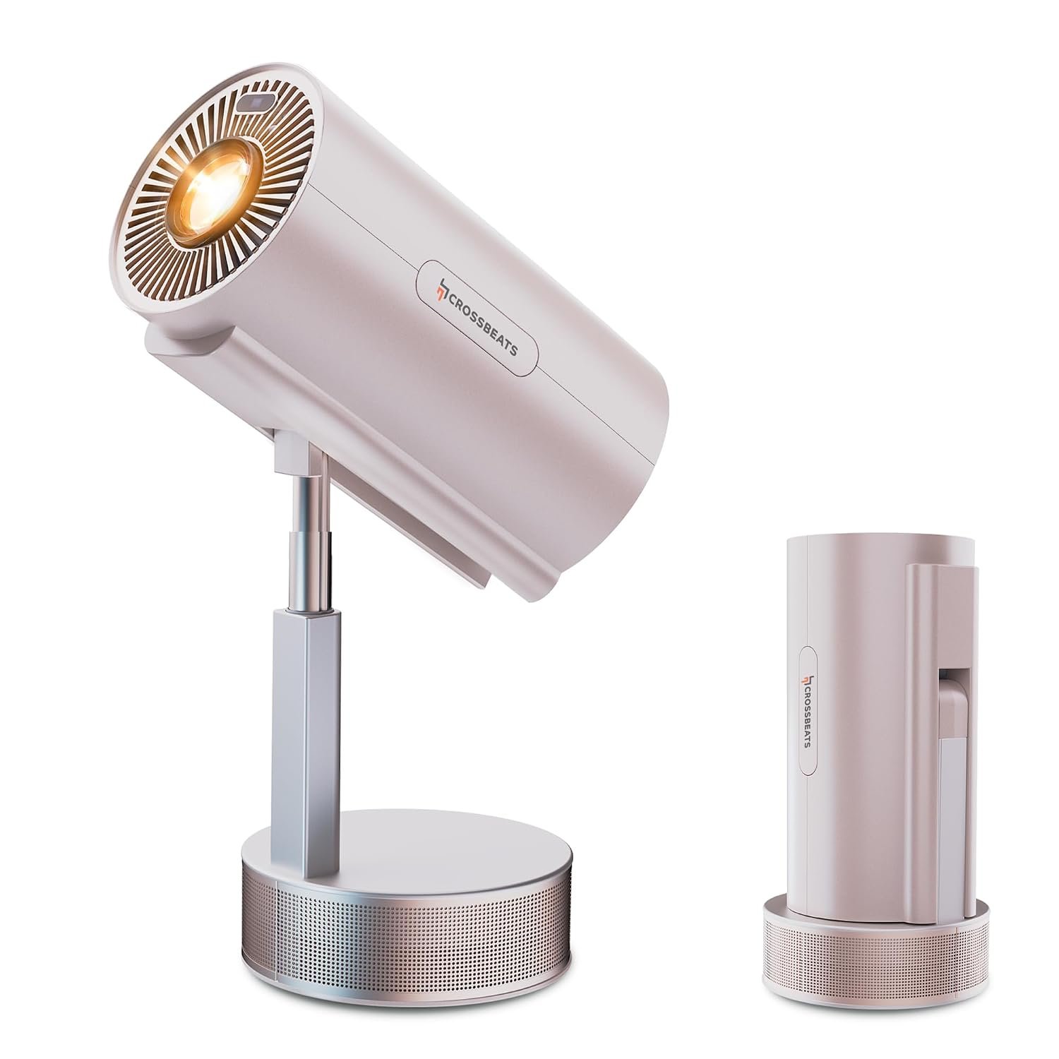 Crossbeats Lumex Pro Supports Projector 4k Ultra HD, Mini Projector for Room Native 1080P, Upto 14000 Lumens Android 13 Built-in Apps Prime, Portable Design, Speaker WiFi 300″ Wide Display Gold