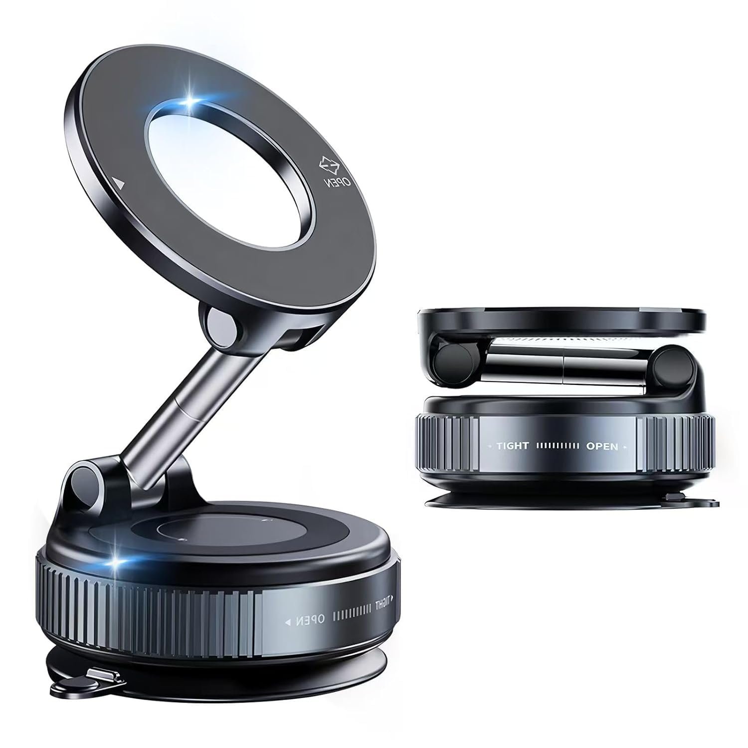 2026 Upgraded Vacuum Ultra Suction Magnetic Phone Holder, 98LBS Strongest Suction & 2600gf Magnetic for Magsafe Car Mount, 360° Adjustable Foldable Holders for Your Car –