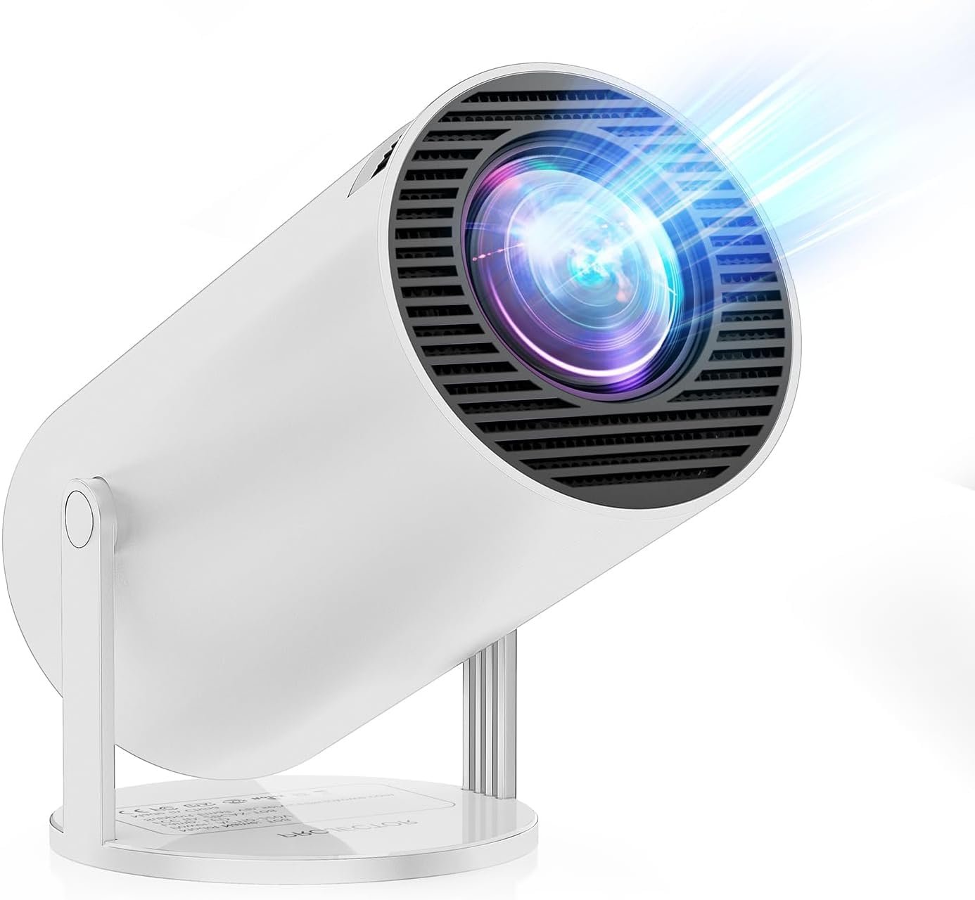 [Integrated App & Android 11.0] Beamer 2025 Upgraded Mini Projector, Portable, 20,000 Lumens, 4K Supported with WiFi 6 Bluetooth 5.4 Car Keystone 180° Rotation for Phone/HDMI/TV Stick/USB