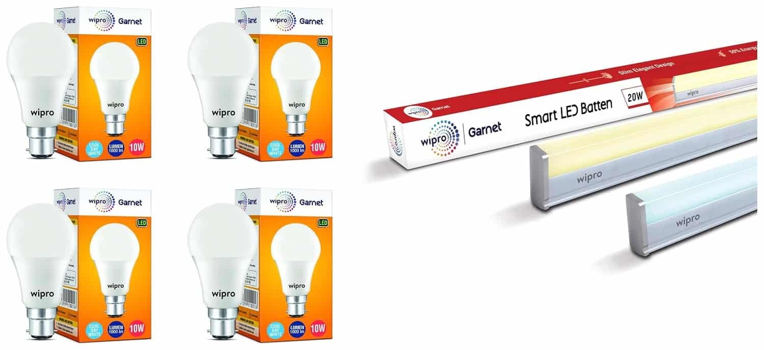 wipro Next 20W Smart LED Batten (Compatible with Amazon Alexa & Google Assistant) 10W B22D LED Cool Day White Bulb, Pack of 4 (Garnet)