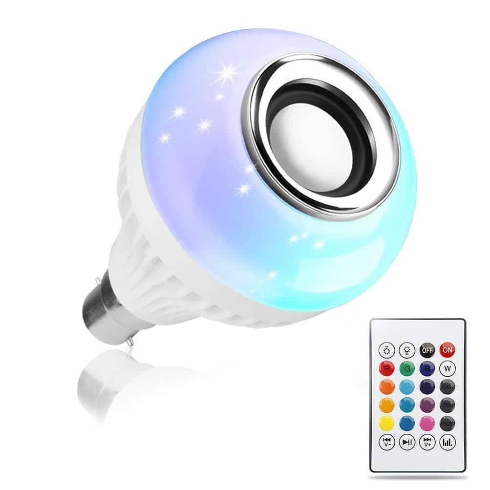 ADICO RGB LED Ball Bulb Colorful Music Light with Bluetooth Speaker and Remote Control Compatible for All Device Smart Bulb (Multicolour)