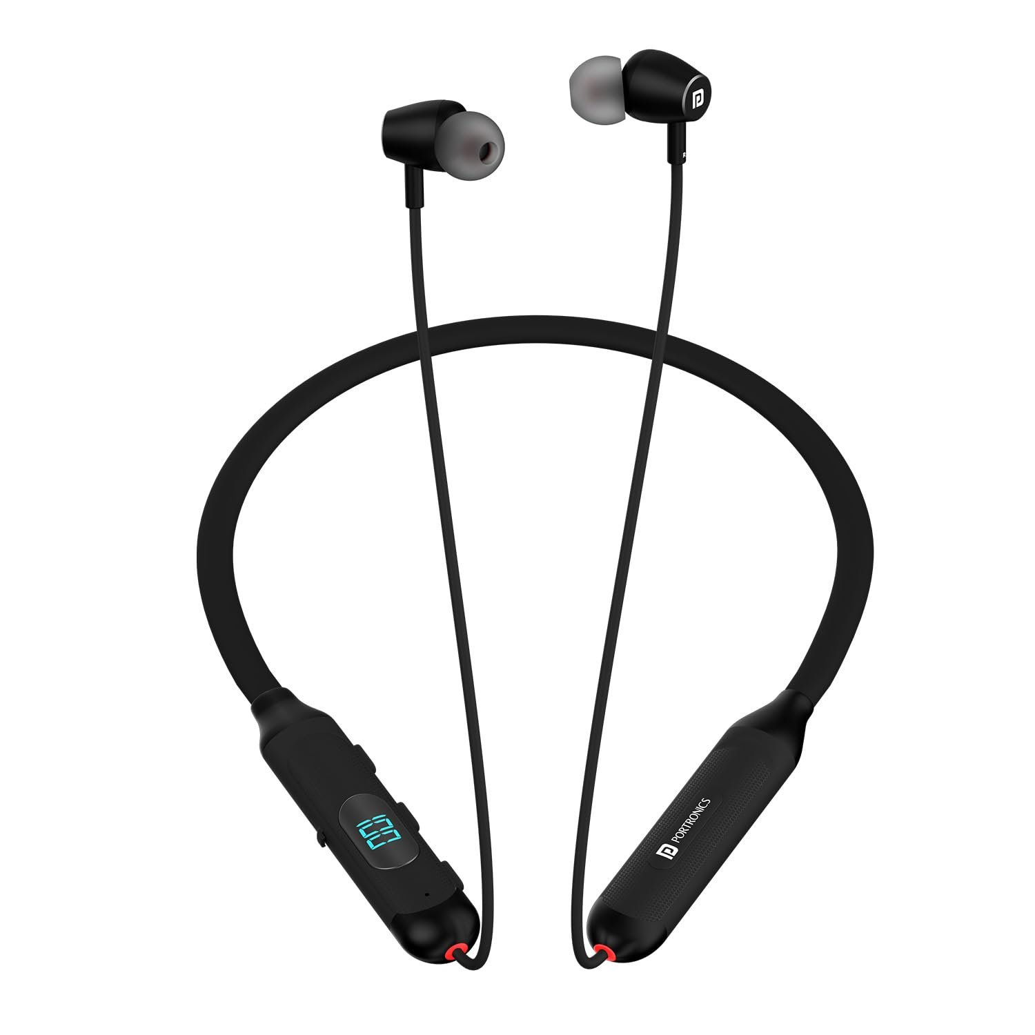 Portronics Harmonics Z8 Bluetooth Wireless in Ear Earphones with 40H Playback, Magnetic Earbuds(ON/Off), LED Battery Display, 10mm Driver, Gaming/Music Mode, IPX4 Water Resistant, Fast Charging(Black)
