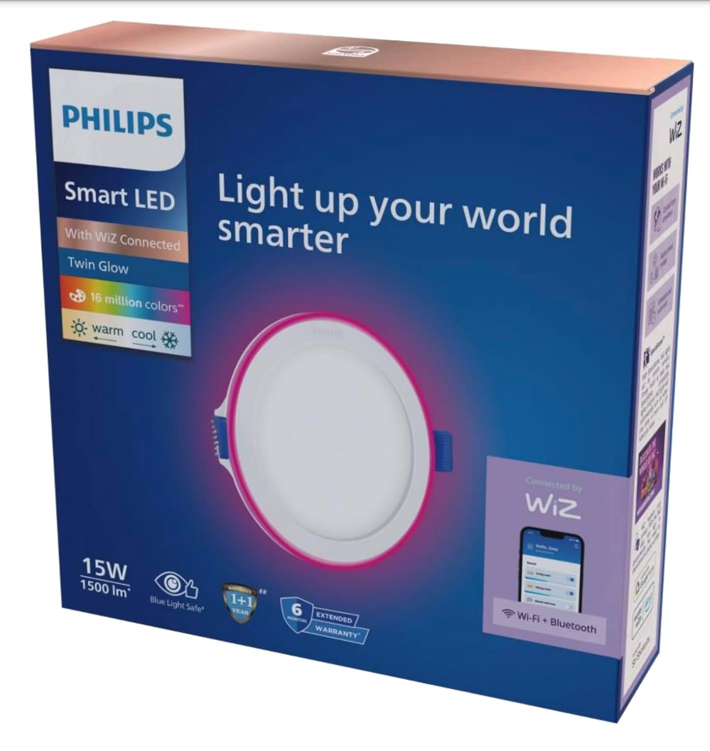 PHILIPS 15W Twin Glow Smart Wi-Fi LED DL tunable, Dimmable, Wi-Fi Enabled. RGB Rim Light in Ceiling for Decoration | Compatible with Alexa & Google Assistant