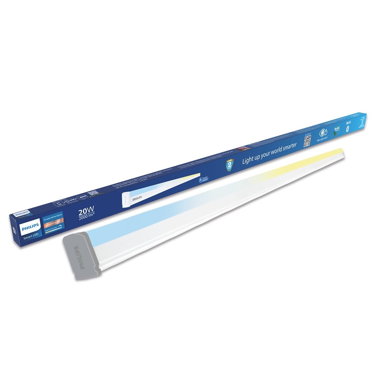 Philips 20W Smart Wi-Fi Tunable White LED Batten Light | App & Voice Control via Alexa & Google Assistant | Energy Efficient Smart Tube Light for Home | Packof 1