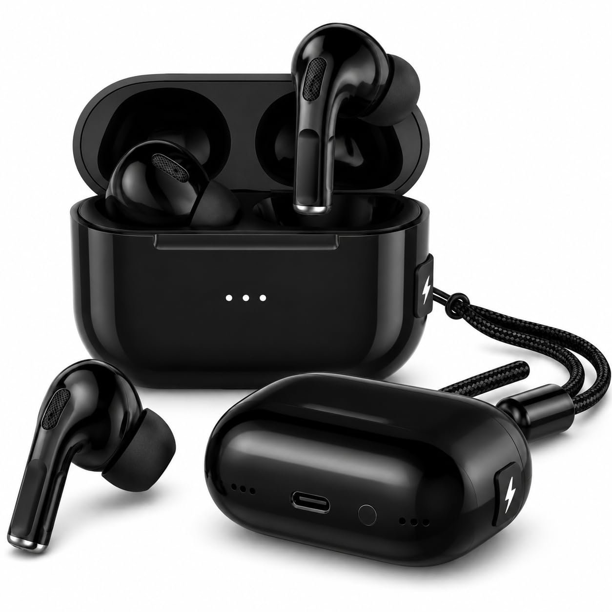 TWS Earbuds with BT 5.3, Touch Control, Deep Bass, Mic, Type-C Charging (1, Black)