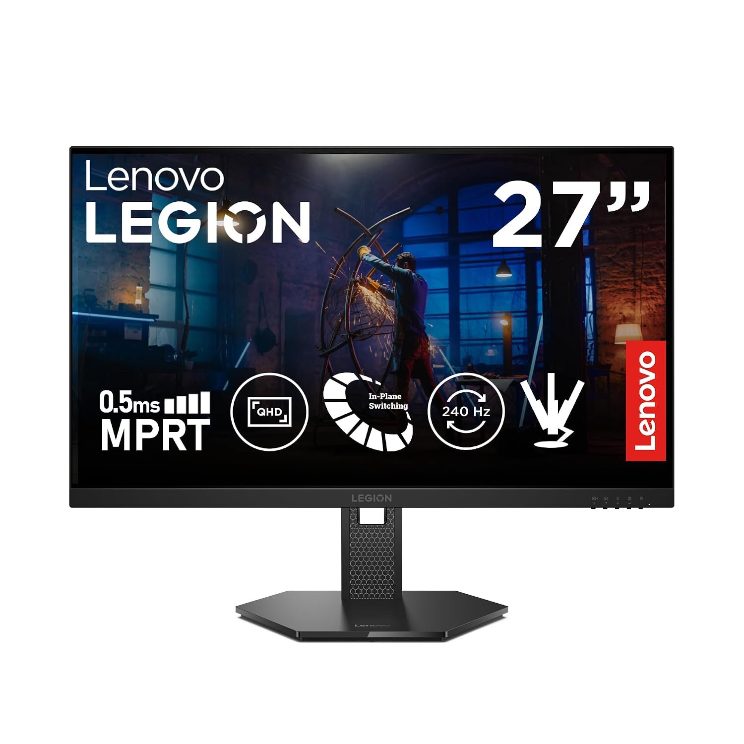 Lenovo Legion 27Q-10 | 27″ (68.58cm) QHD IPS 240Hz Gaming Monitor | 0.5ms, AMD FreeSync, NVIDIA G-Sync 99% sRGB, 2xHDMI 2.1 TMDS, 1xDP 1.4| Tilt, Swivel, Pivot, Height Adjust | Black | 68C6GAC4IN