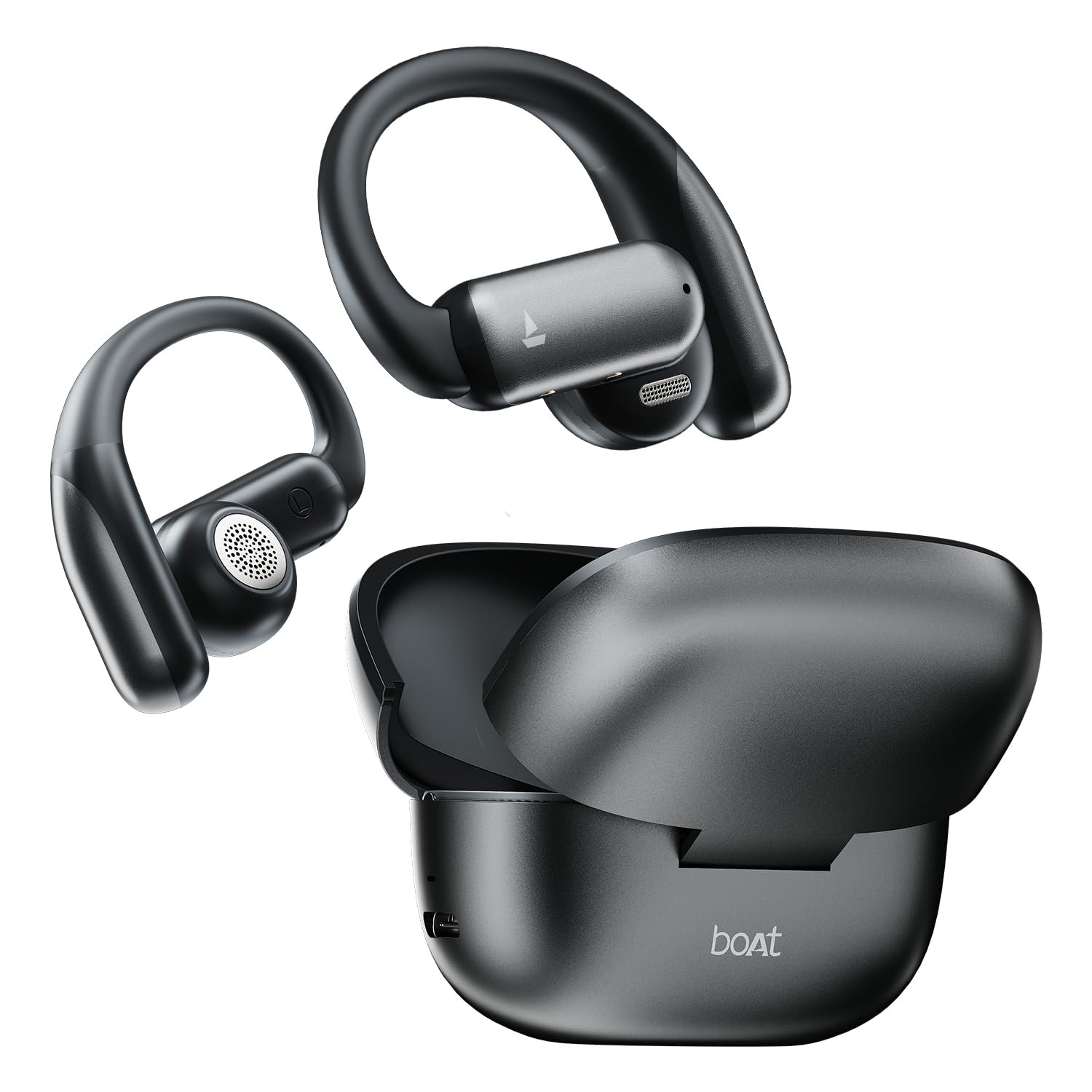 boAt 2026 Launch Airdopes Stride, 50 Hrs Playtime, Quad Mics ENx™ Tech, Open-Ear Comfort, 13mm Drivers, Beast™ Mode, Spatial Audio, IPX4 Resistance, Multipoint Connectivity OWS Earbuds(Ash Black)