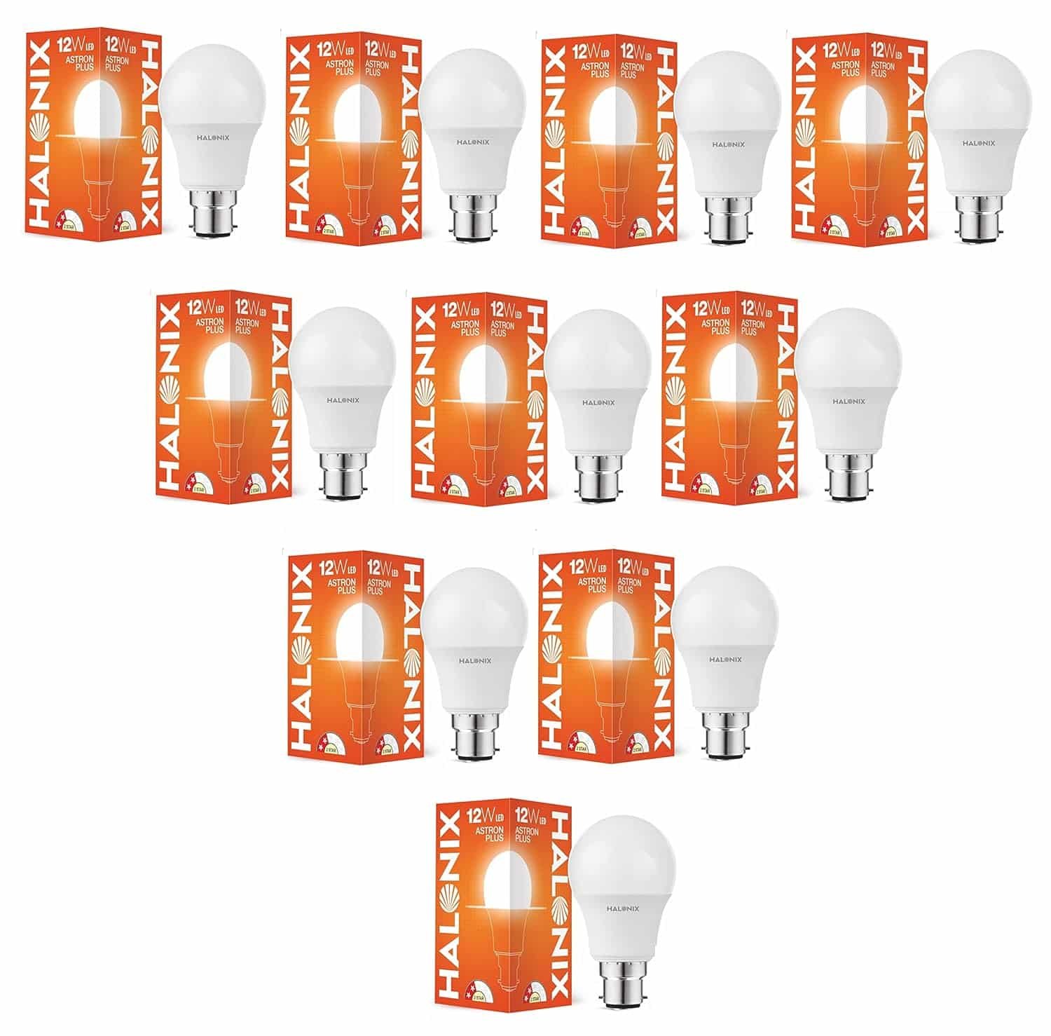 Halonix 12 Watt B22 LED Cool Day Light led Bulb, Pack of 10, White light