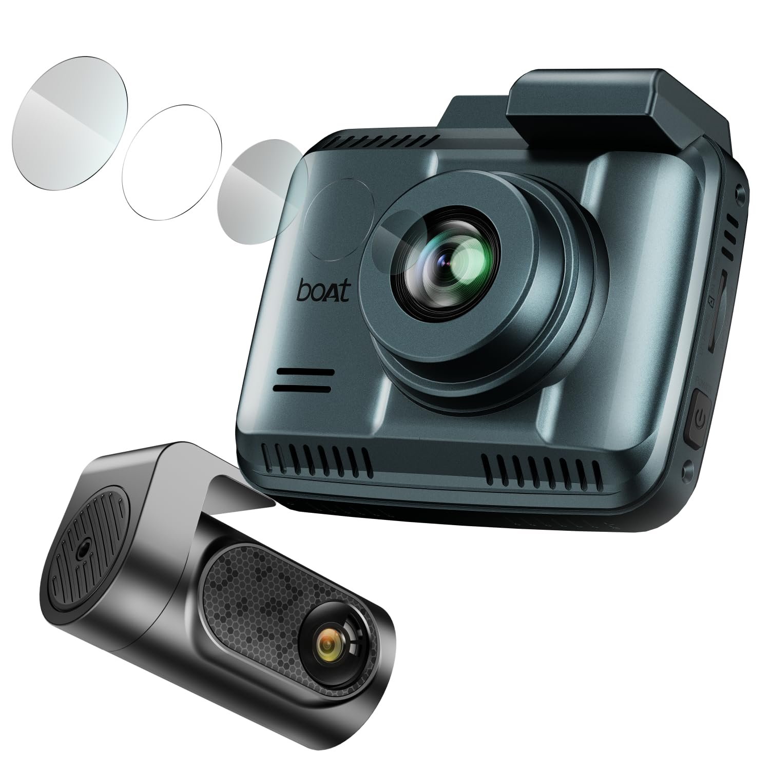 boAt Hive Dashcam, 4K Ultra HD Front & Full HD Rear Recording, Sony STARVIS, ADAS Voice Commands, Dual Channel Recording, GPS Route Log, Wi-Fi, 150° Wide FOV, Smart Parking (Blue)