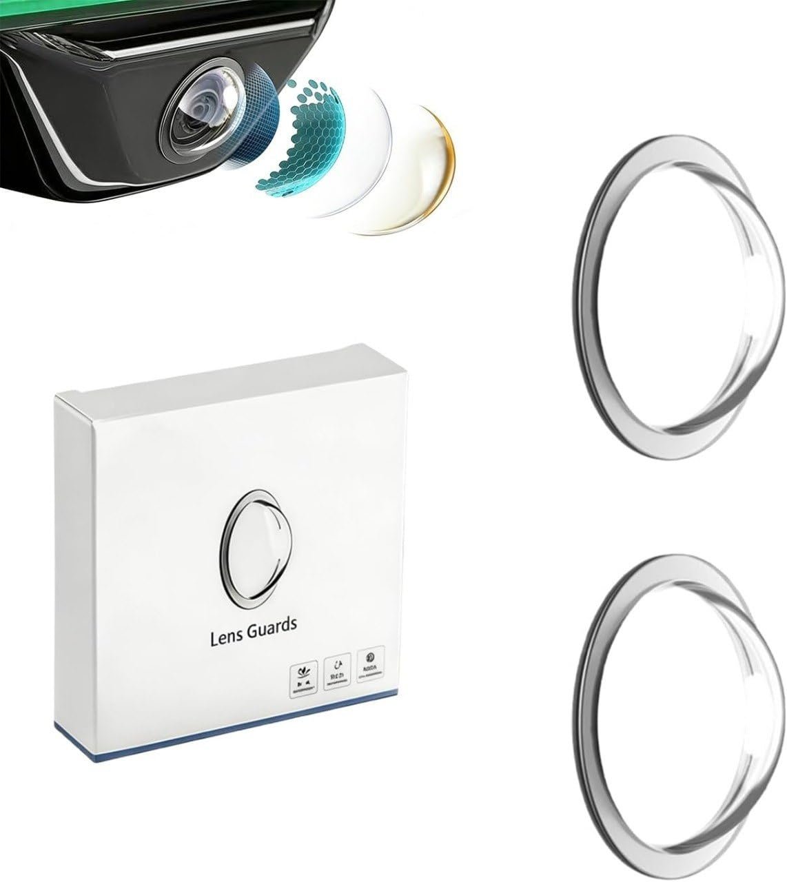 Car Camera Lens Protector, Ultra Clear HD Backup Camera Cover, 360° Full Protection, Waterproof, Anti-Scratch, Anti-Fog, Easy Adhesive Installation for Most Vehicles