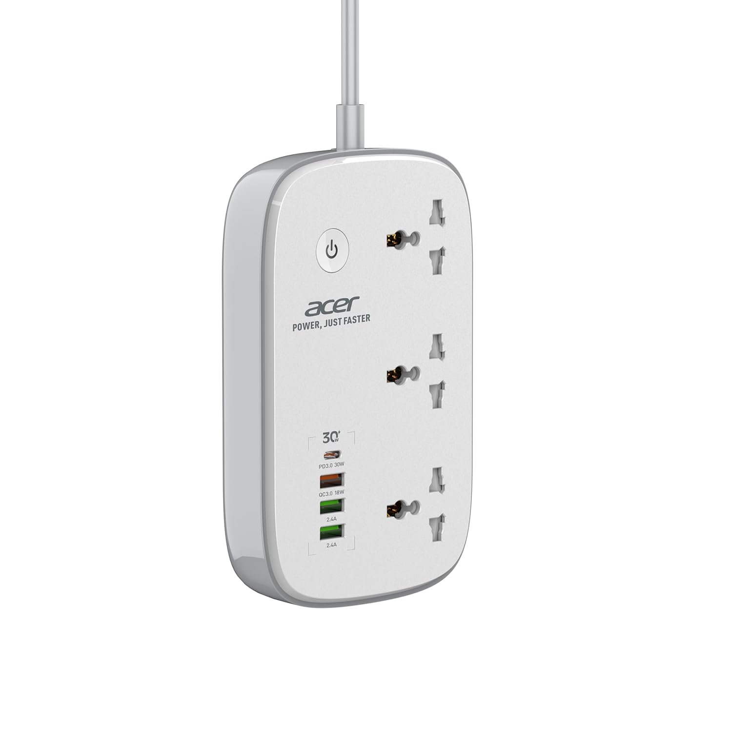 Acer PowerHub Smart | 3 AC Outlets, 4 USB Ports (1 Type-C,3 Type-A) | Wi-Fi Smart Power Strip, 1500W Output | App & Voice Control | Surge Protection |Overload Safety Protection | Remote Timer Control