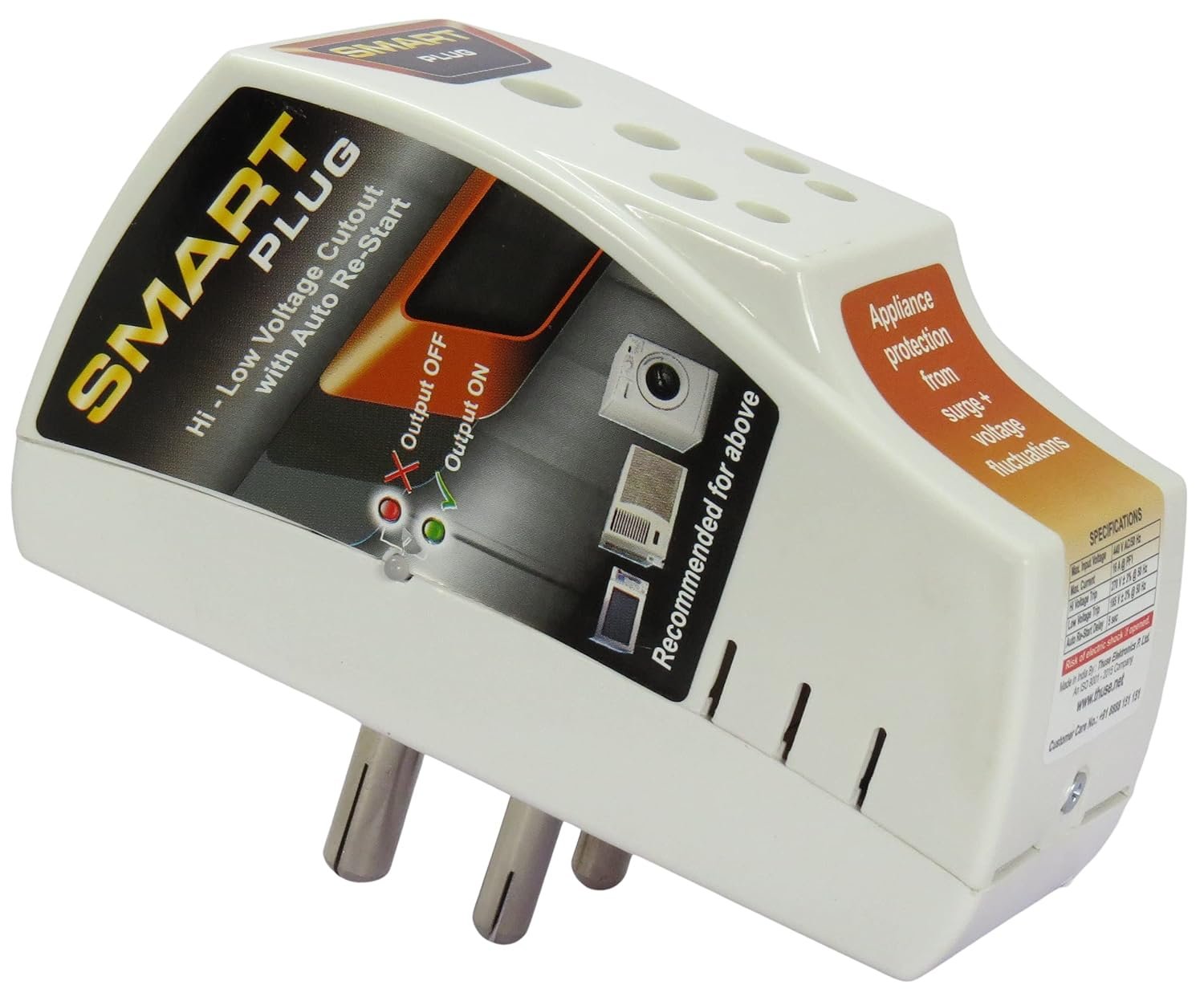 16A Smart Plug (White), Voltage Protector for Washing Machine, Smart Water Heater, Microwave Oven, Dishwasher, AC, EV Charger, Over-Under Voltage Protector with Surge Protection Upto 4000 Volts