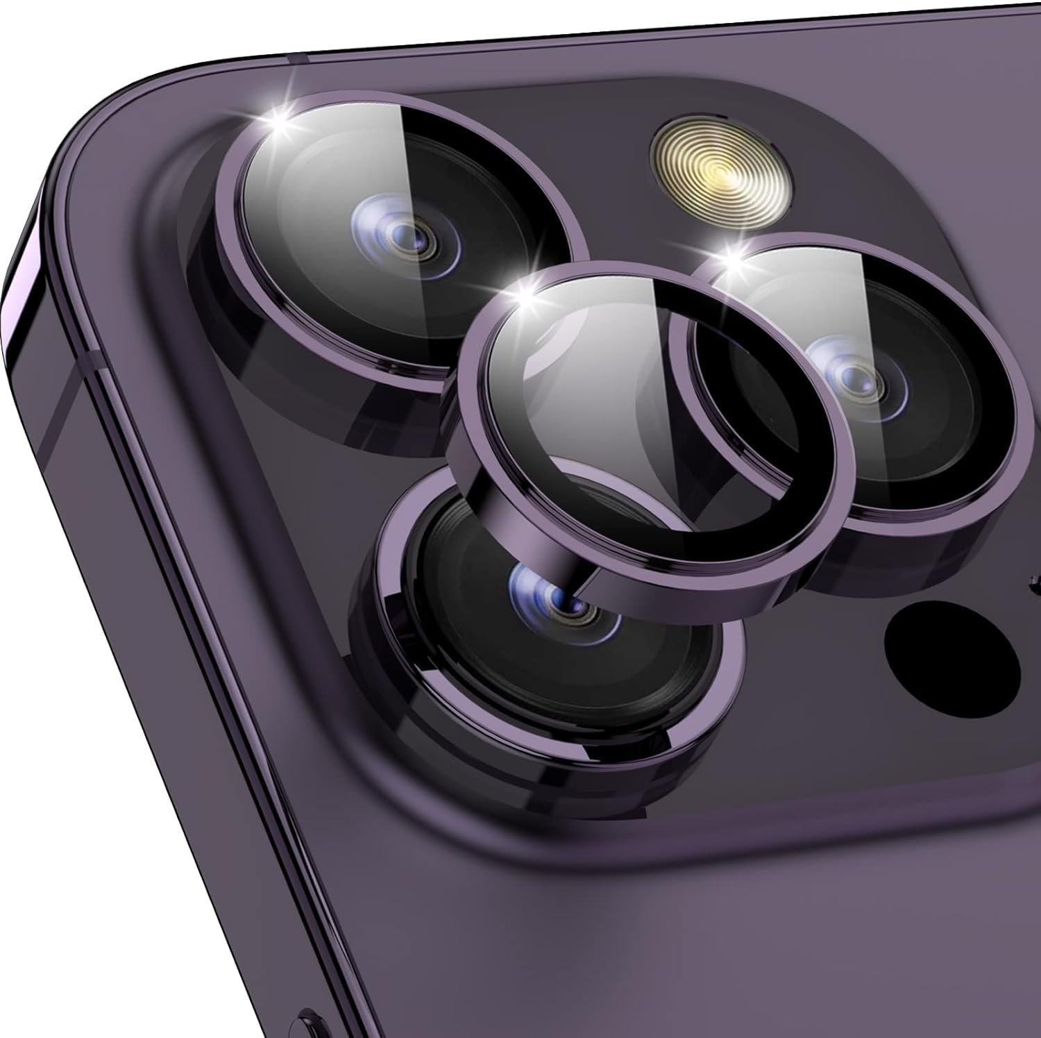 Amazon Brand – Solimo Tempered Glass Camera Lens Protector for iPhone 14 Pro (6.1 Inch) & iPhone 14 Pro Max(6.7 Inch) | Glass Lens Cover (Purple)