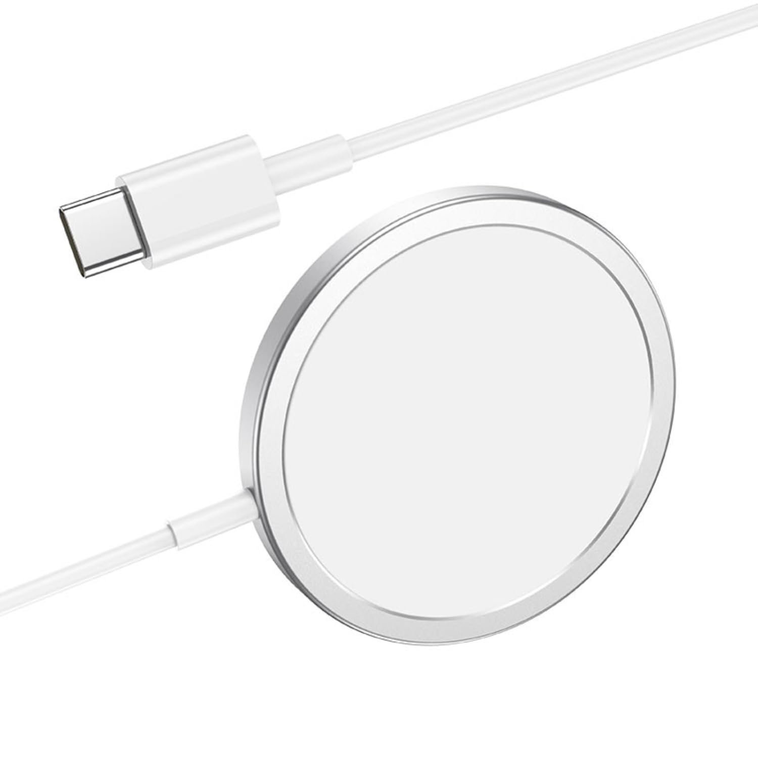 Candytech 15W Wireless Charger, Fast Charging, and Type-C Port, Magnetic Cable for for iP16/16 Plus/16 Pro/Max,15/15 Plus/15 Pro/15 Pro Max, 4/13/12, Series (White)