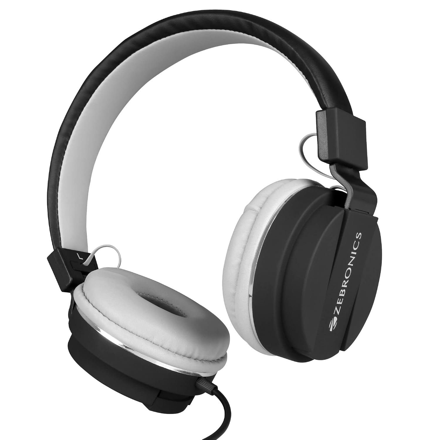 Zebronics Zeb-Storm On Ear Wired Headphone with 3.5mm Jack, Built in Microphone for Calling, 1.5 Meter Cable, Soft Ear Cushion, Adjustable Headband, Foldable Ear Cups and Lightweight Design (Black)