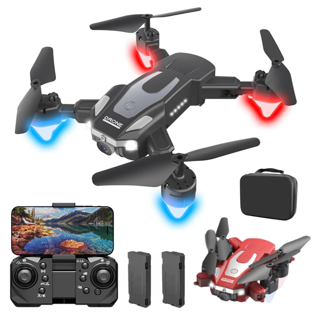 Drone with 4k Camera Foldable 1080P HD Drone with FPV Live Video, Smart Gestures Selfie, Altitude Hold, One Key Take Off/Landing, 3D Flips for Kids and Adults. F5