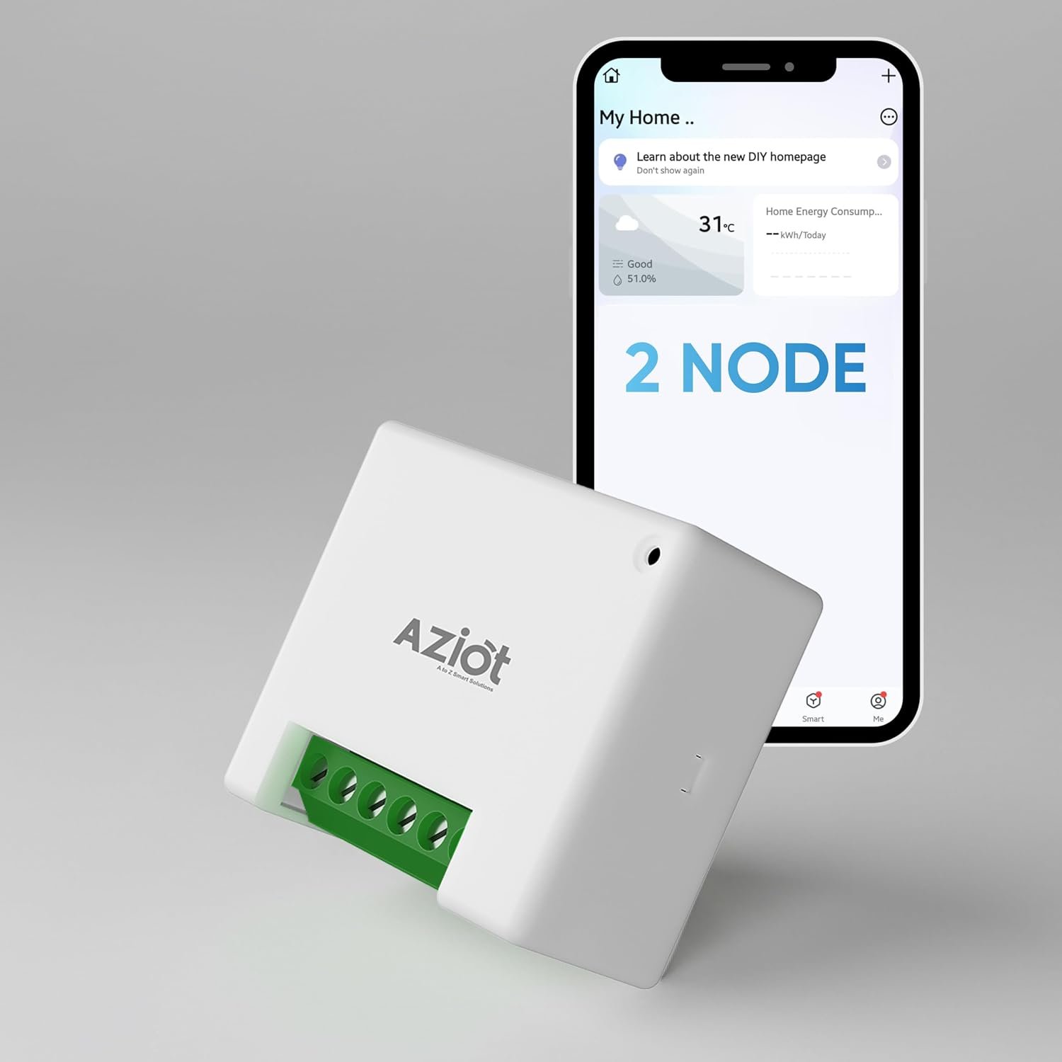 AZIOT 2 Node Smart Switch – WiFi/Bluetooth Communication – Made in India – Timer Function – Works with Google Home and Amazon Alexa… (2 Node)