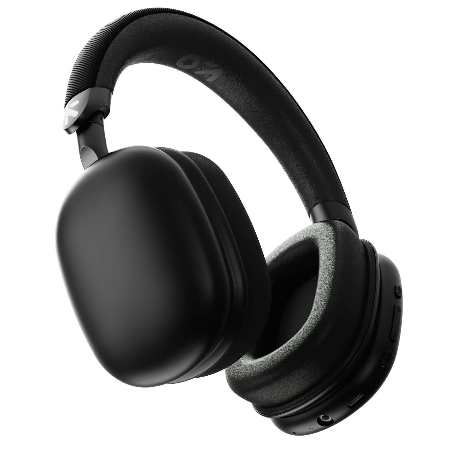 GOBOULT Fluid X 60Hrs Playtime, 40mm Boosted Drivers, Foldable Design, ENC Mic, 5.4v Bluetooth & Wired Headset (Electric Black, On the Ear)