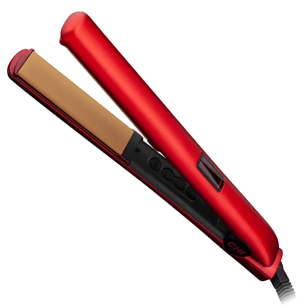 CHI Original 1″ Digital Ceramic Hair Straightener, Hair Styling Iron, Provides Smooth, Shiny Results, Even Heat for Less Damage, Midnight Matte Black